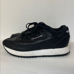 Reebok Classic Princess Black Leather Ripple Lace Up Women's Sneakers Size 6